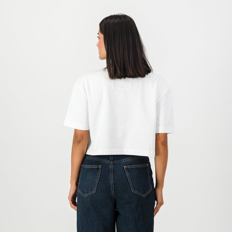 Springboks Pop Badge Ladies Boxy Crew Tee-White