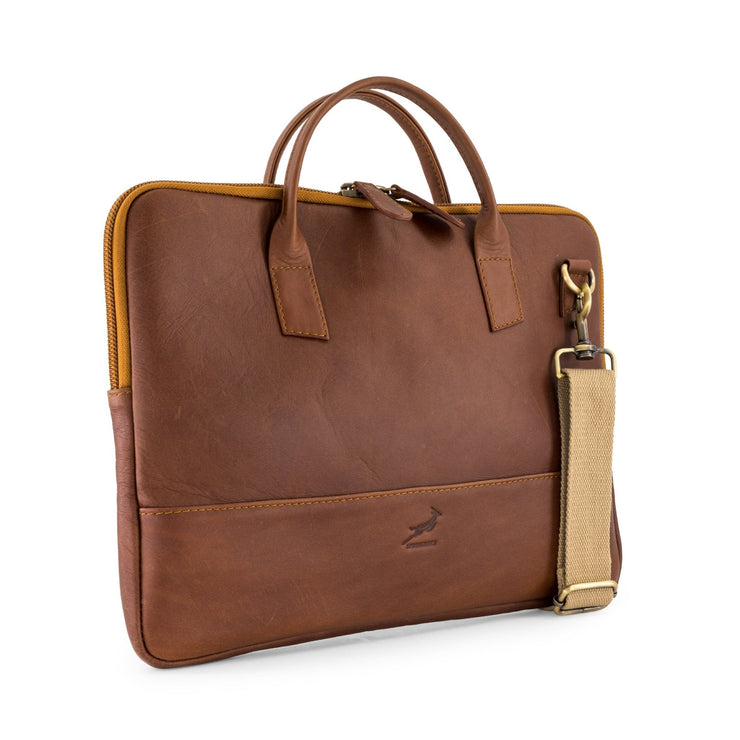 Springboks Slimline Laptop Case-Dark Brown